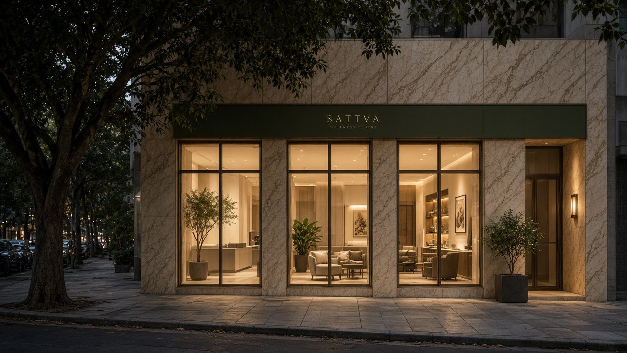 Sample exterior of a Privé-style centre on a Bengaluru street